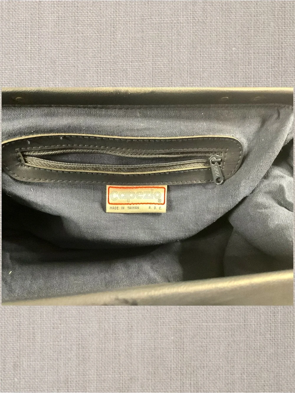 Vintage Capezio Doctor-Style Crossbody Handbag Navy Blue Faux Leather